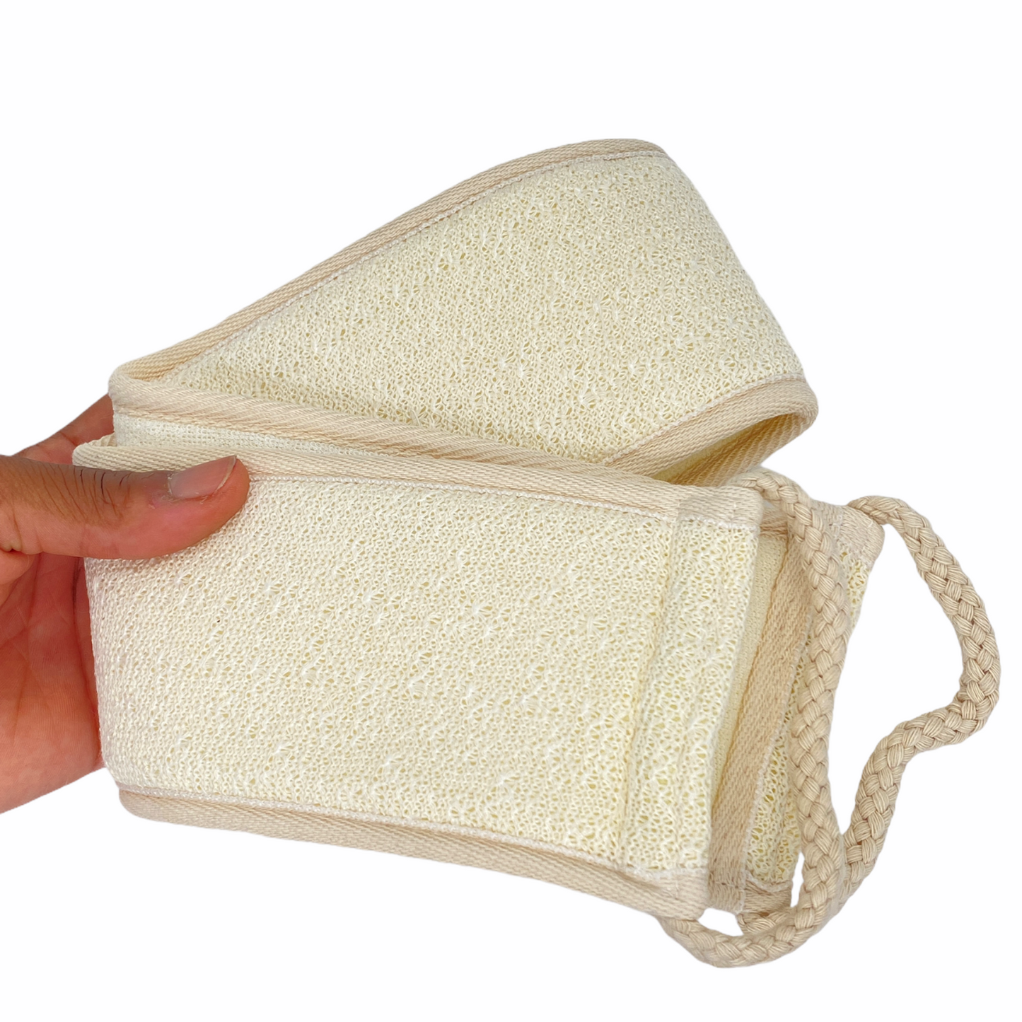 dual sided bath belt in hand