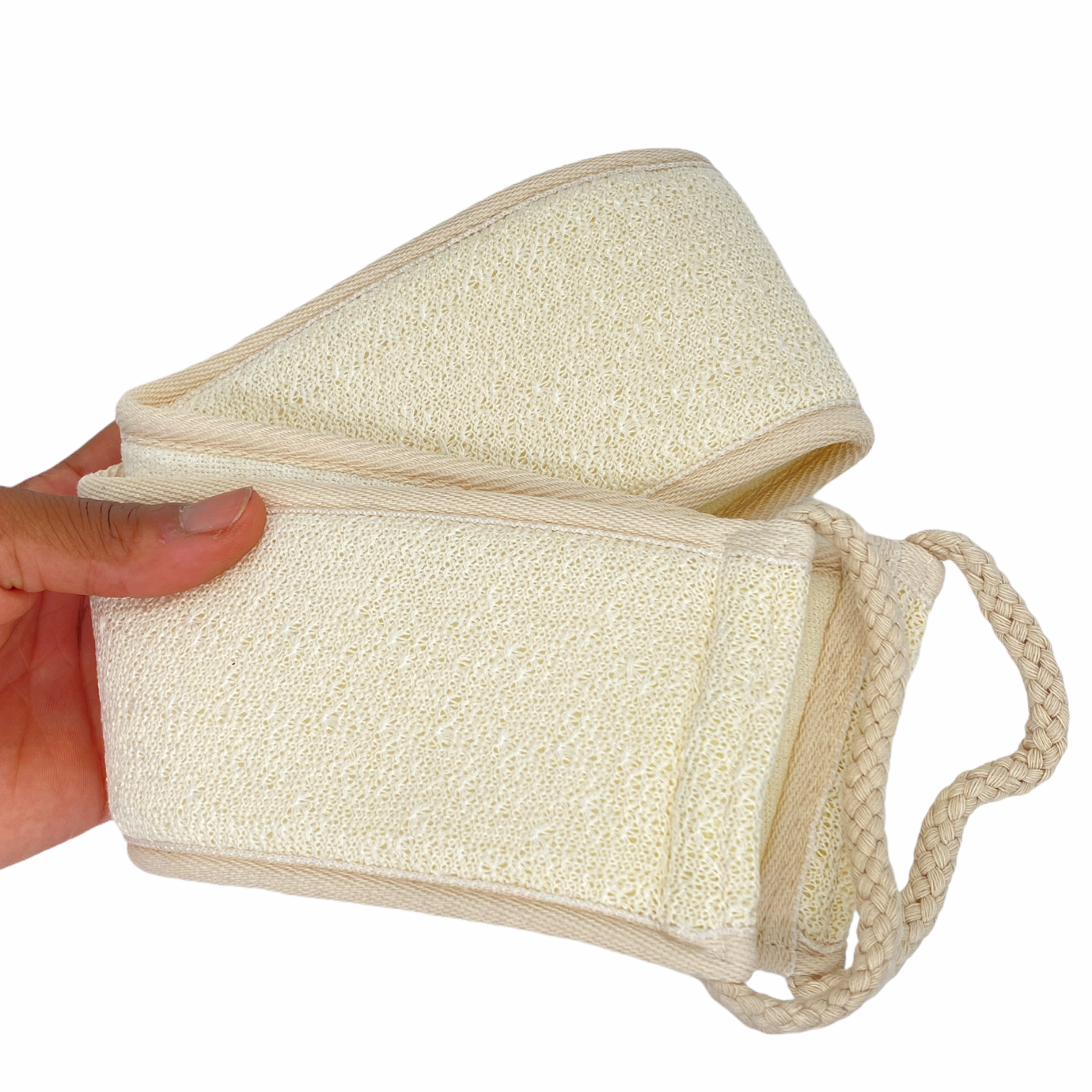 dual sided bath belt in hand